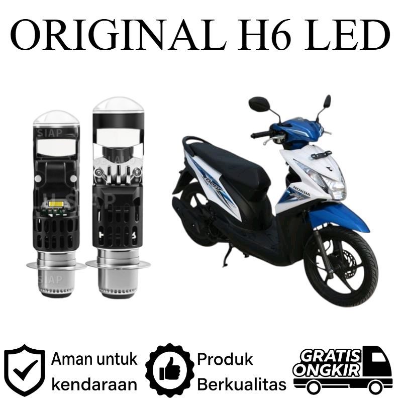 ORIGINAL 1pcs Lampu depan LED H6 Mini BiLED motor Honda Beat FI 2014 2016 Lie Cheng