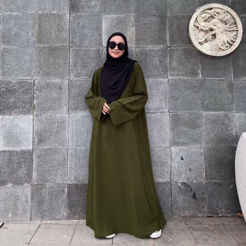 ABAYA TURKEY PUTIH I  ABAYA BASIC I  ABAYA DRESS POLOS  ABAYA TURKI  ARMY UKURAN S M L XL XXL