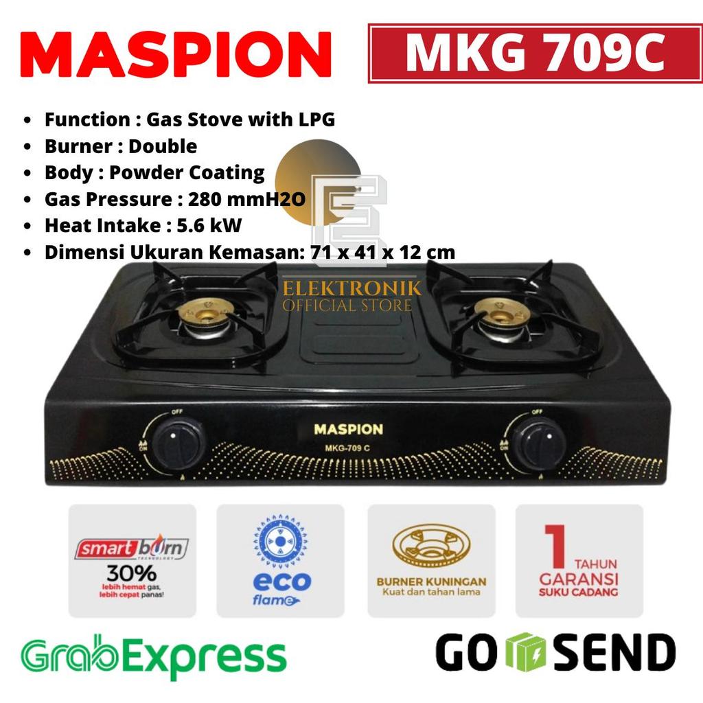 Maspion MKG709C Kompor Gas 2 Tungku Powder Coating SmartBurn Hemat Gas 30% Pipa Anti Bocor Teknologi