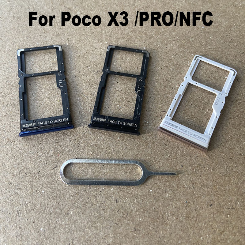 1PCS Sim Card Tray For Xiaomi Poco X3 Pro NFC Sim Card Holder Slot adapter and Micro SD Tray Holder 