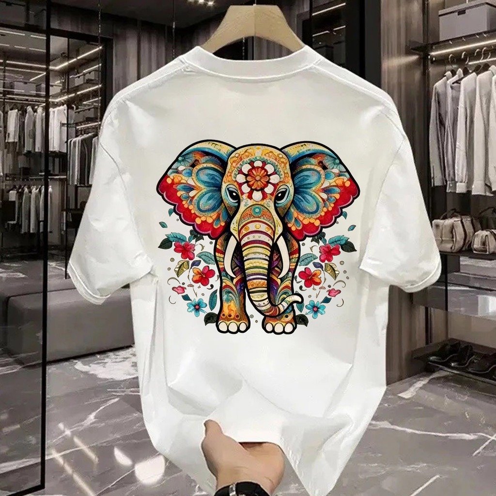 kaos pria motif gajah etnik batik kaos distro putih aesthetic streetwear viral shopee 2026