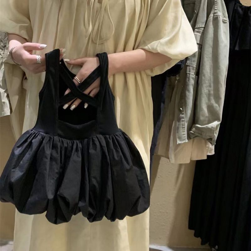 Gaun hitam tanpa punggung untuk anak perempuan, gaun tulip, gaun tutu