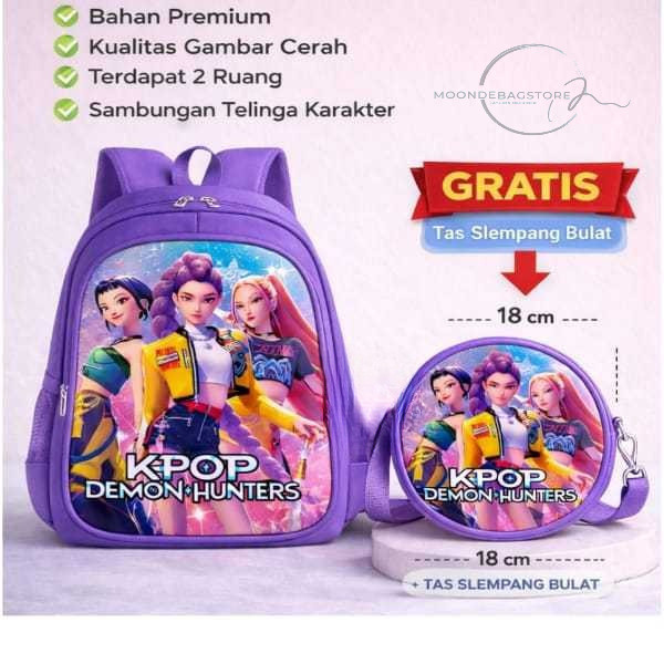 Tas Sekolah Anak PAUD TK Kpop Demon Hunter 31x25x15 cm Ringan Nyaman