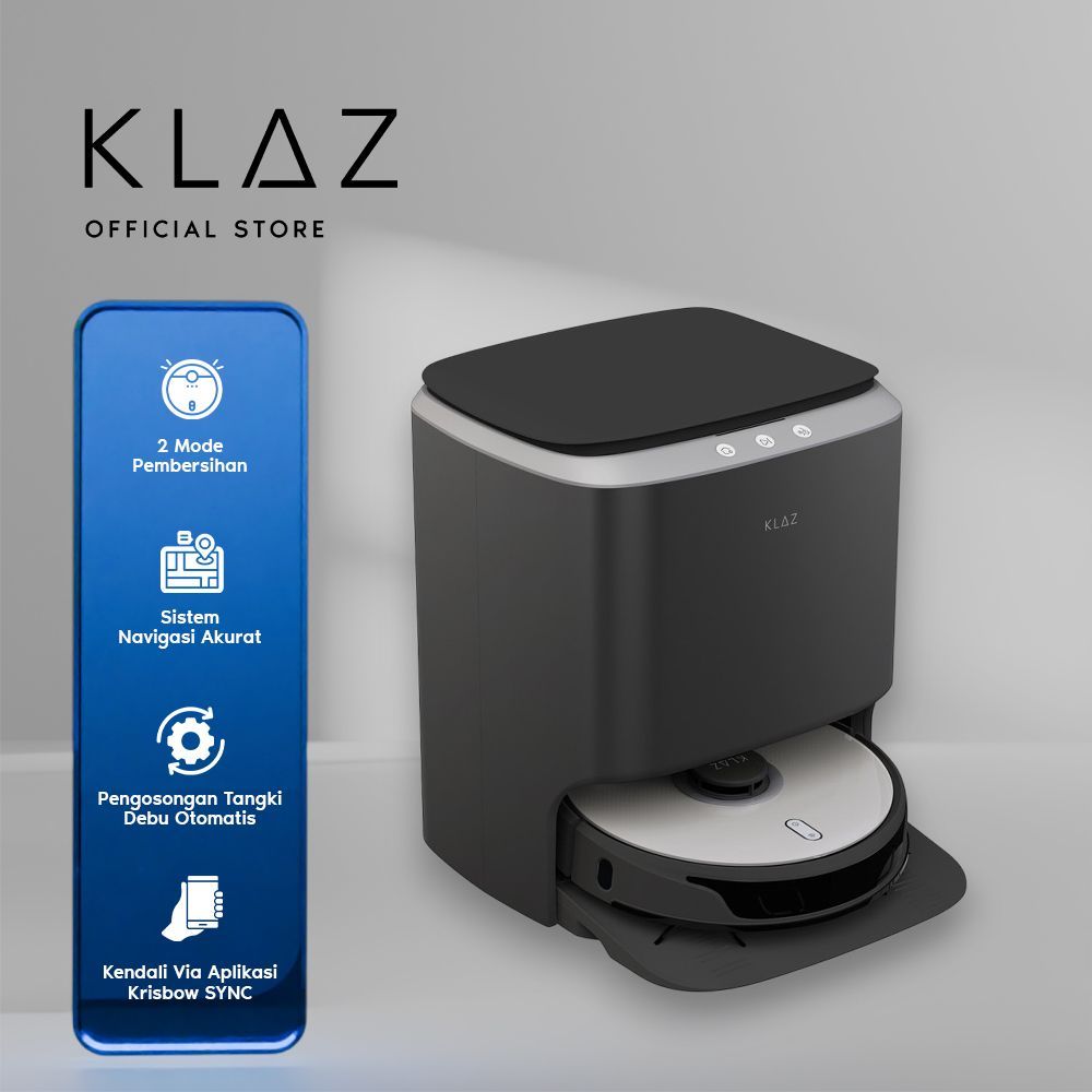 Klaz Vacuum Cleaner Robotik Auto Empty - Silver Penyedot Debu Vakum Alat Sedot Debu Alat Pembersih R