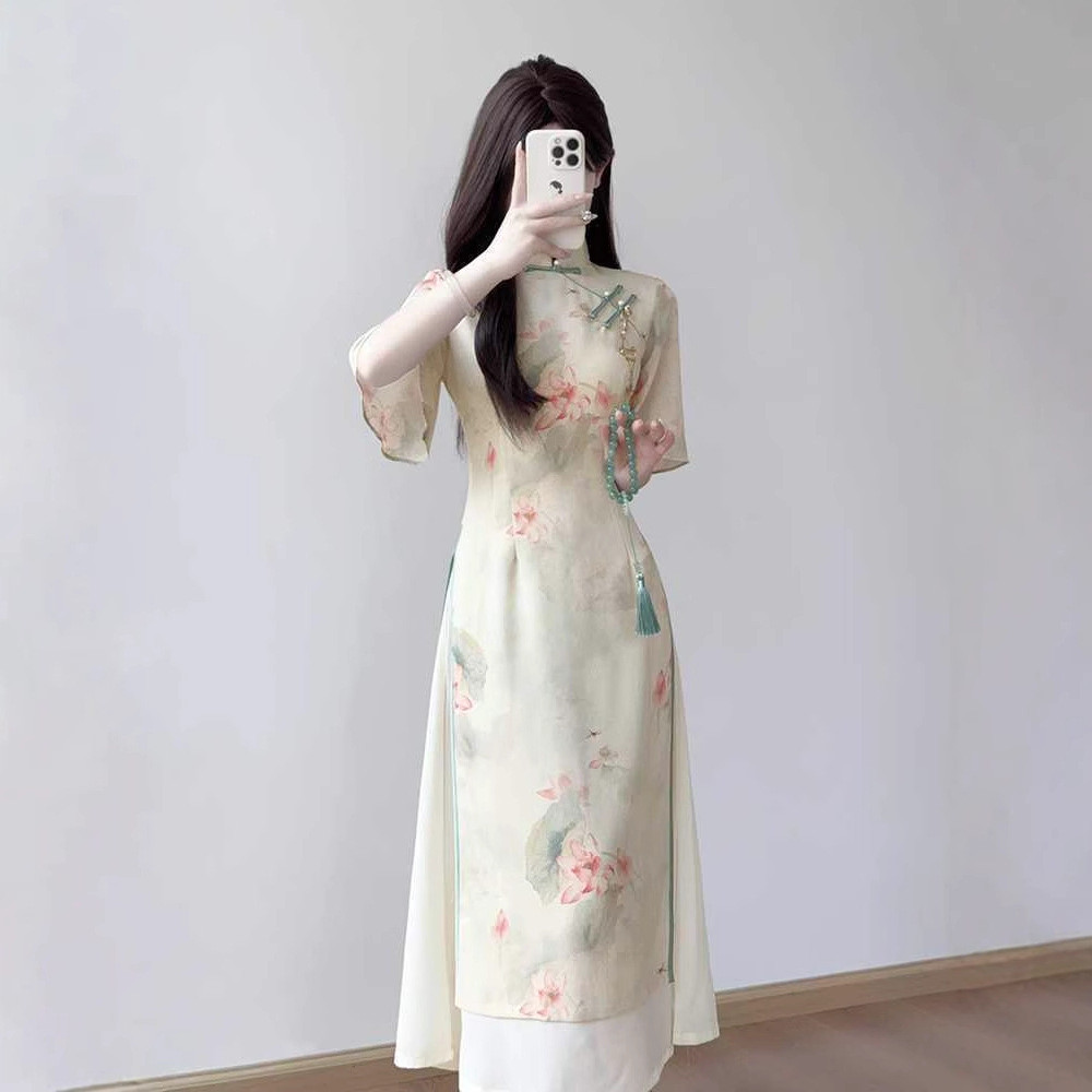 Women's New Chinese Style Tea Dress, Republic of China Era Dress