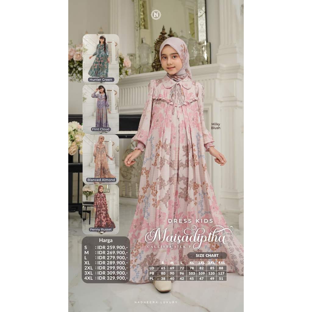 Maisadiptha Dress Kids by Nadheera Luxury (gamis anak sarimbit nadheera 2026)