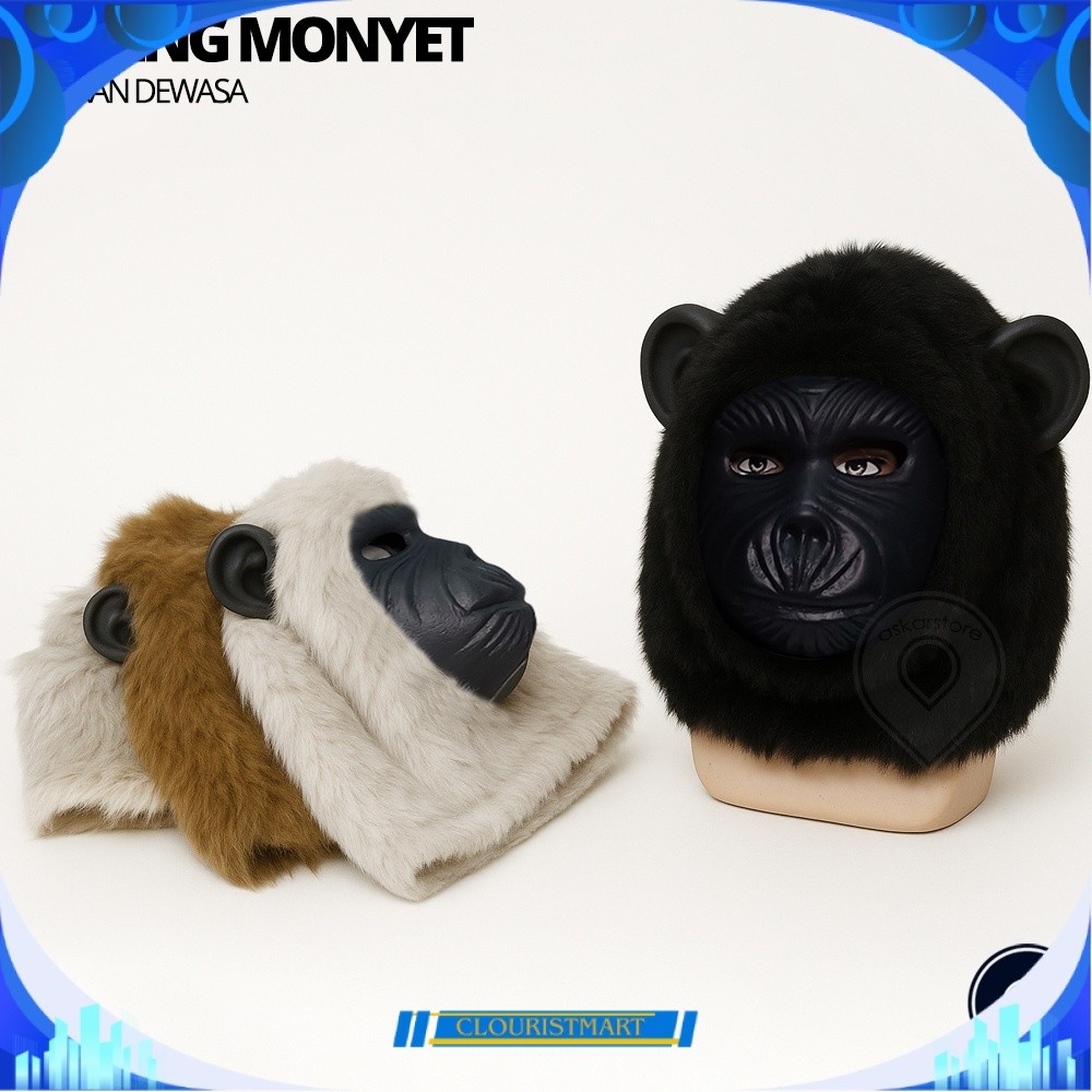 TOPENG MONYET BULU REALISTIS DEWASA | Masker Gorila Cosplay Kostum Karnaval Lucu Viral COD