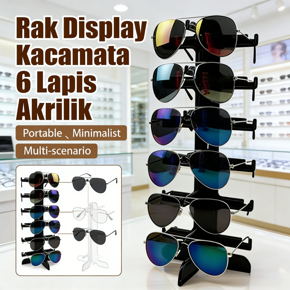 Tempat Konter Susun Rak 6 Toko Akrilik Display Pajangan