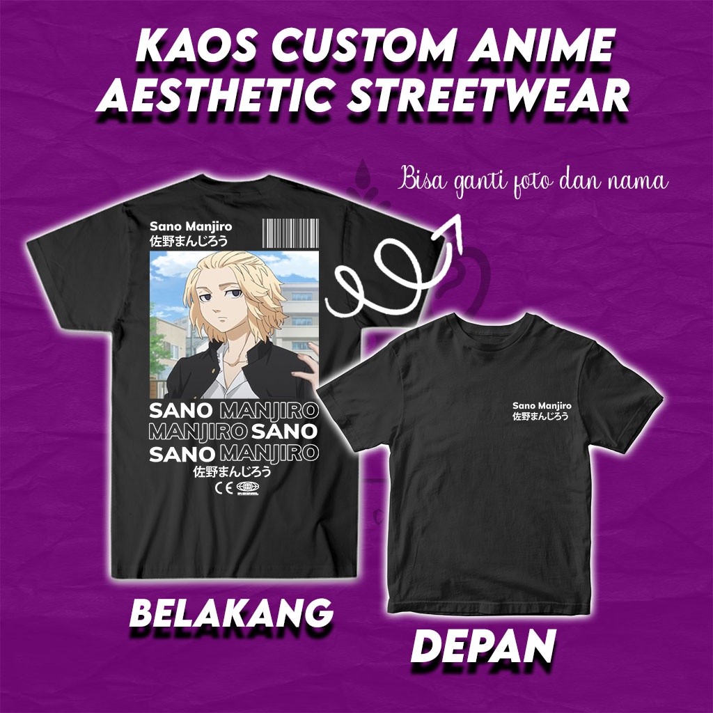 Kaos Sano Manjiro Anime Jujutsu Kaisen Streetwear Baju Sano Manjiro T-shirt Distro Jepang