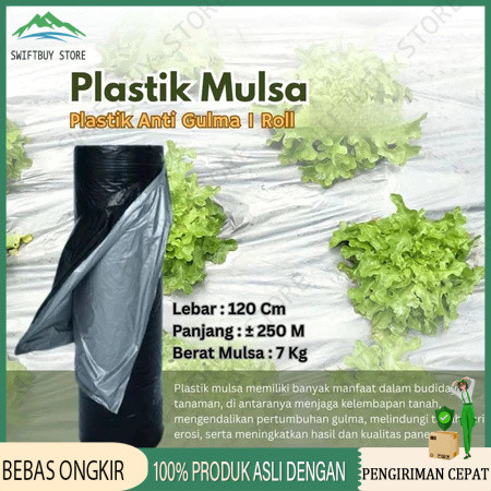 Swiftbuystore PLASTIK MULSA HITAM PERAK 500 METER MTR