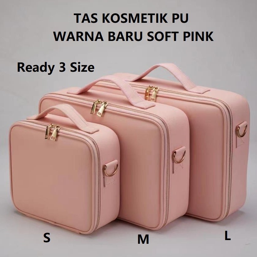 V GLOW - Tas kosmetik Lapisan luar PU PU Soft Pink Tas Make up Beauty Case
