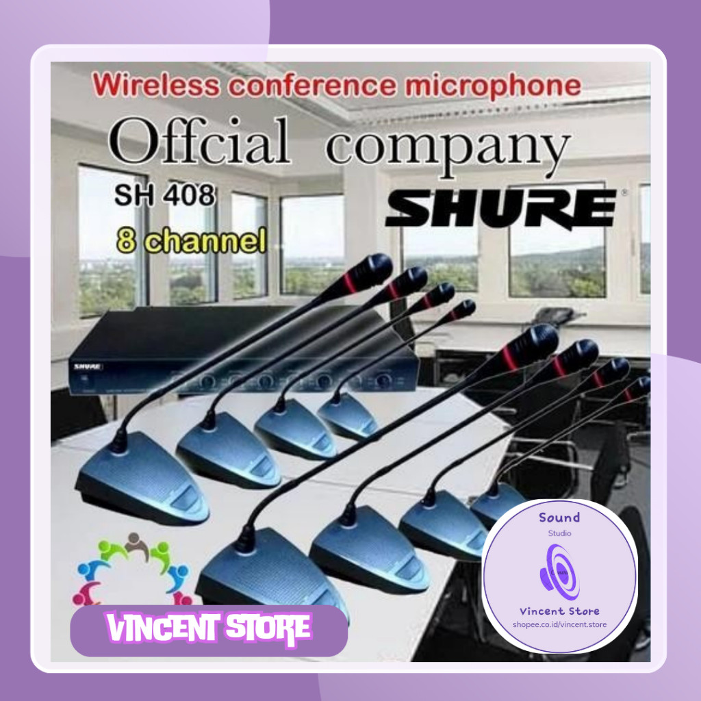 Mic Wireless Meja Shure Sh 408 Mic Conference Professional 8 Mic Meja - -, -