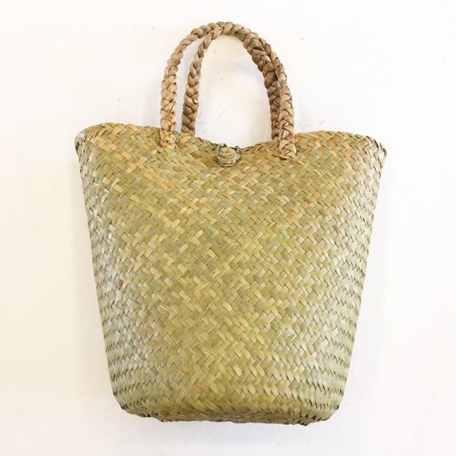 Tas Purun Oval Polos (B) [E002] -Tas Polos Anyam Decoupage, Tas Handmade Anyaman