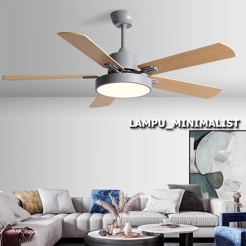 LAMPU_MINIMALIST Kipas Lampu Angin Remote Control Lampu Kipas Plafon Ruang Tamu Lampu Kipas Angin Ga