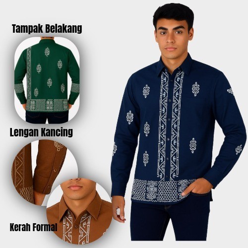 Batik Lengan Panjang Pria Termurah Keren Formal Casual Atasan Remaja Terbaru Kemeja Ready Stock Orig