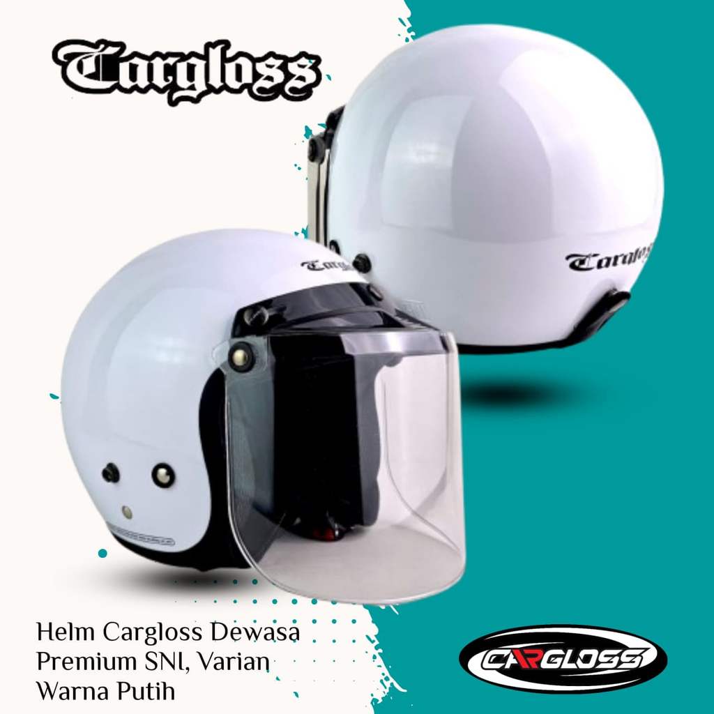 Helm Carglos Retro Dewasa Putih Helm Bogo Full Leher | SNI Pria Wanita