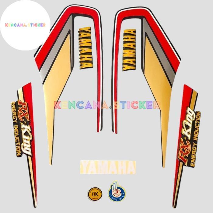 STRIPING STICKER Yamaha LIS RX KING COBRA 1992 SET EMBLEM  PREMIUM QUALITY Berkualitas - MERAH SET G