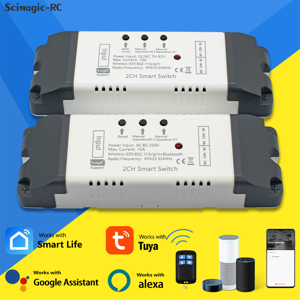 2 Wifi Smart Swit 12V 24V 110V 220V 85-250V 10A Relay Module Tuya APP Controller Work With Alexa Goo