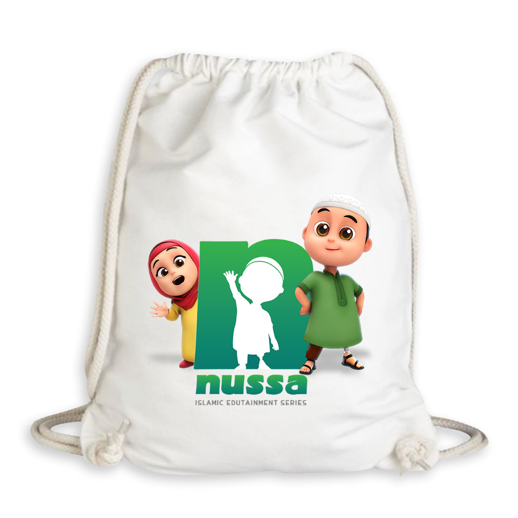 Tas Serut - Stringbag Canvas Tebal Motif Viral Anak NUSSA & RARA Terbaru