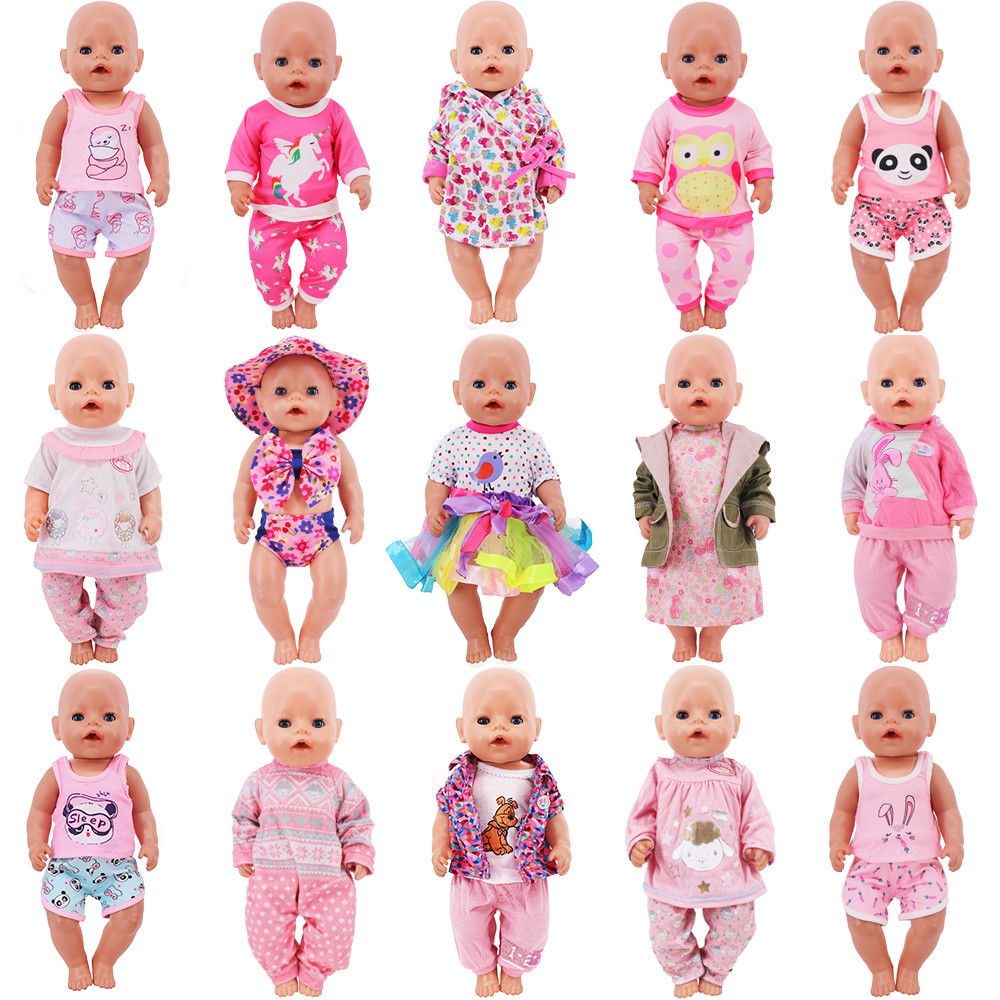 New Pink Doll Clothes,43Cm Reborn Doll 18 Inch Doll Accessories,Mini Bow Dress Pajamas Y Toy Gift,Ou
