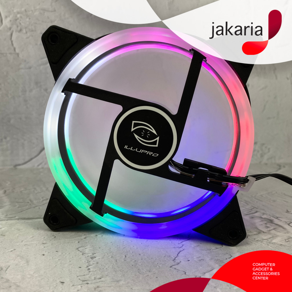 ILLUPRO Fan Casing RGB 12 cm Fan Dual Ring RGB Fan Gaming RGB Fan 12cm