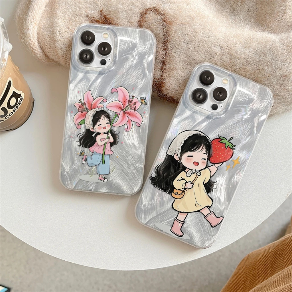 Casing ponsel Gadis Seni di Tengah Cahaya TPU iPhone XR XS MAX 7/8 7 PLUS=8 PLUS 11 11 PRO 11 PRO MA