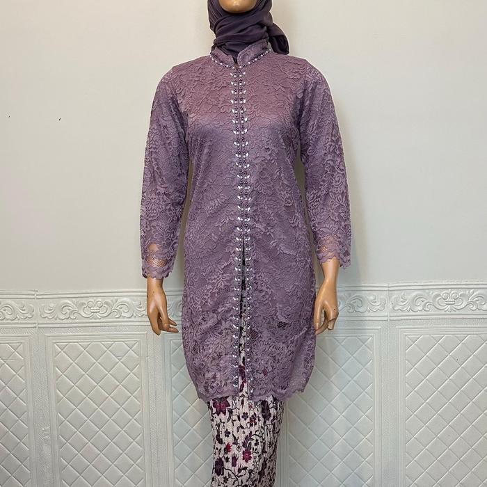 Atasan Kebaya Tunik Payet Bahan Brukat Brokat Acara Pesta Kondangan dan Wisuda Modern - hijau mint, 
