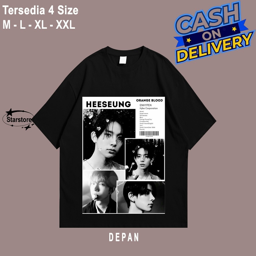 Baju Kaos Tshirt En Initial " HEESEUNG " Jake Sunoo Jay Sunghoon Niki Jungwon ENHYPEN Kaos Wanita Pr