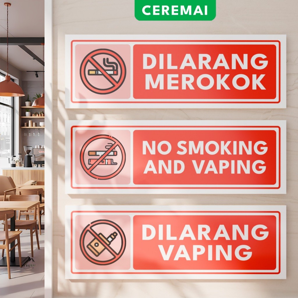 J88 TERMURAH DAN BERKULITAS Papan Dilarang merokok / Sign No Smoking Area / Tulisan Dilarang Vape / 