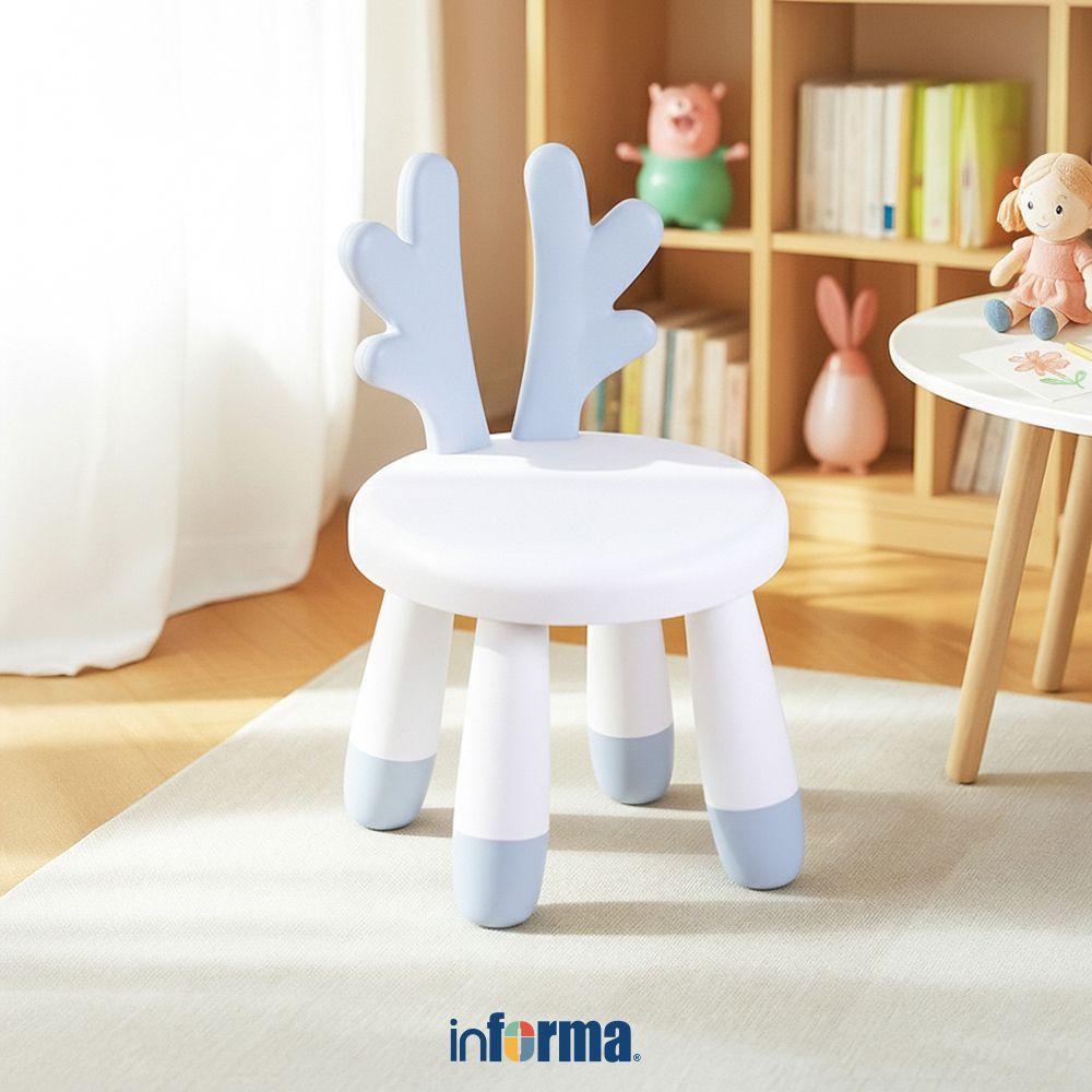Informa Kira Kursi Anak Deer - Biru Pearl Tempat Duduk Anak Kids Chair Bangku Sandaran Bangku Plasti