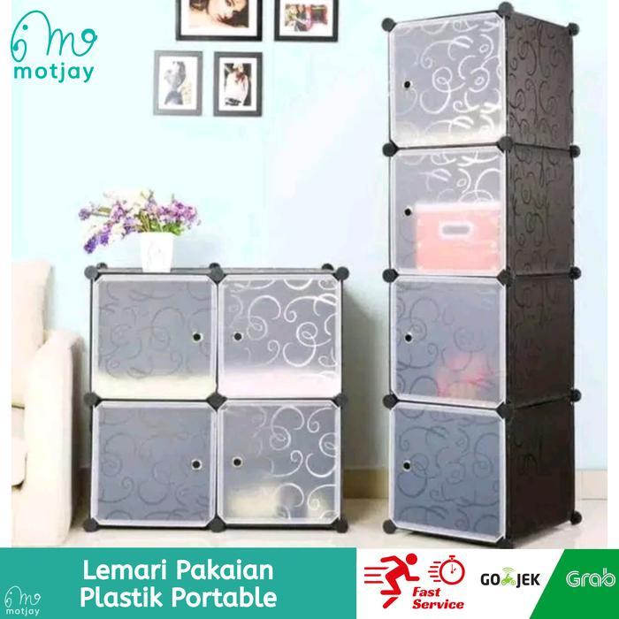 <Ruko Kingdom> Lemari Pakaian Lemari Plastik Rak Plastik Portable - Hello Cat Putih, Non Bubble