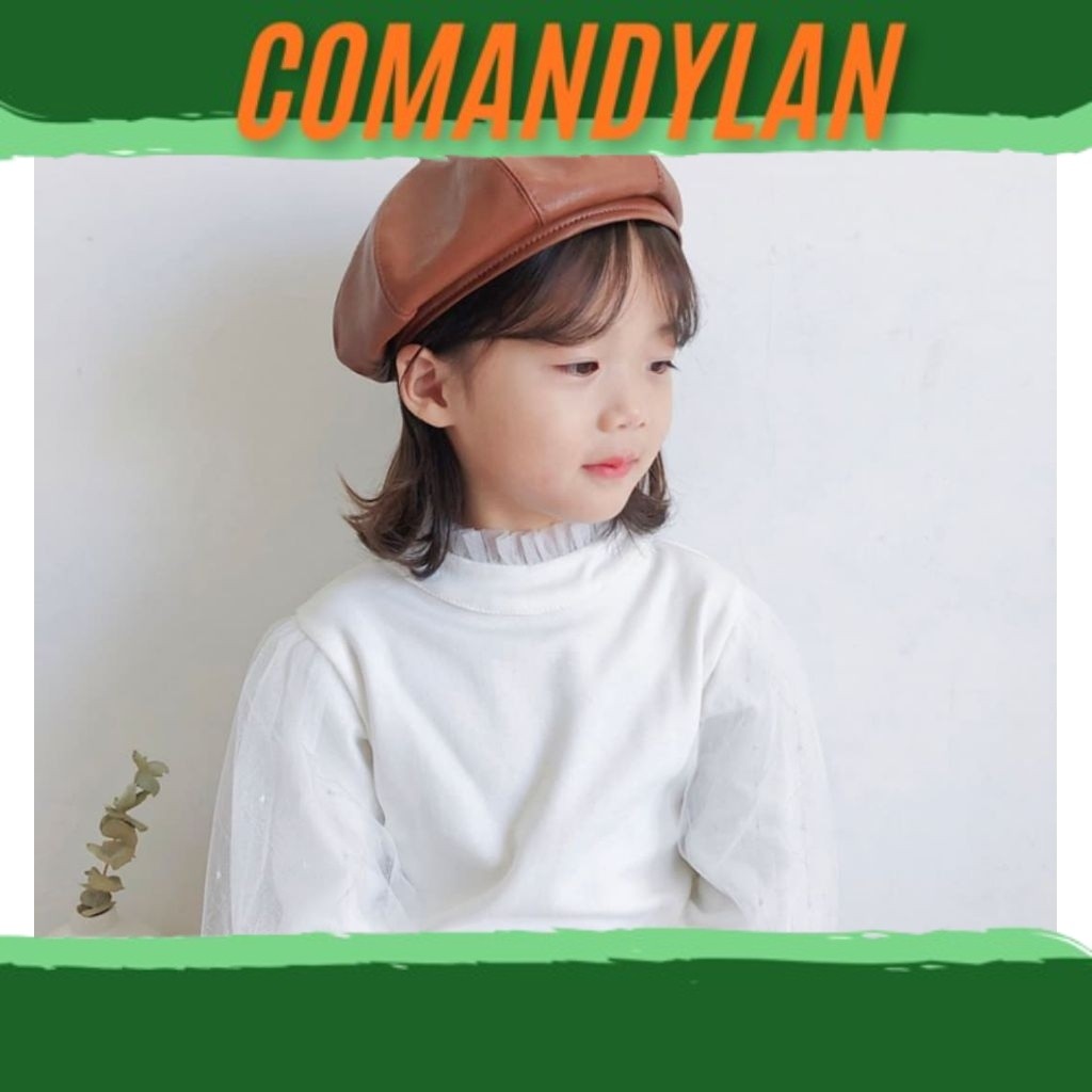 terlaris Topi Baret anak perempuan bahan kulit topi pelukis kulit topi wanita baret korea import gai