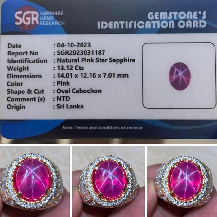 Cincin pink Star RubyRing perak Micro