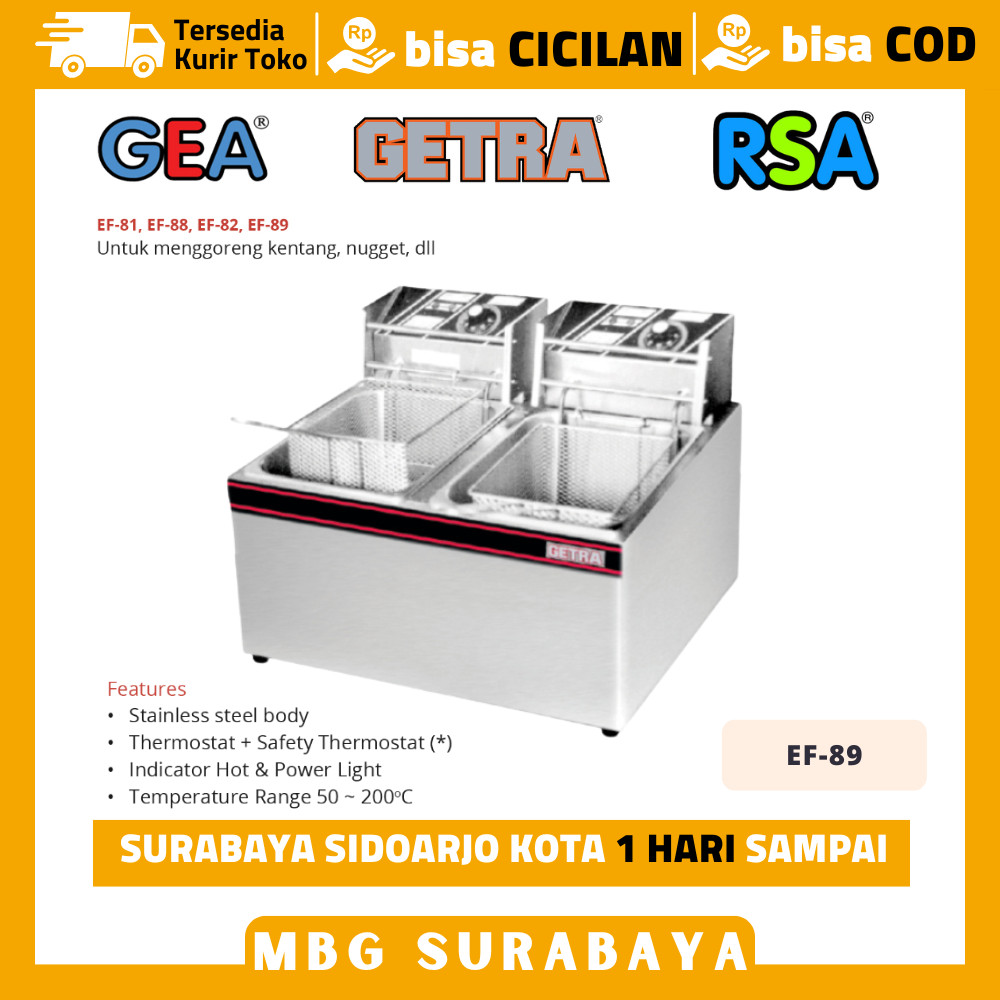 Deep Fryer Listrik Getra Ef-89 2 Tank Penggorengan Ayam Kentang Original