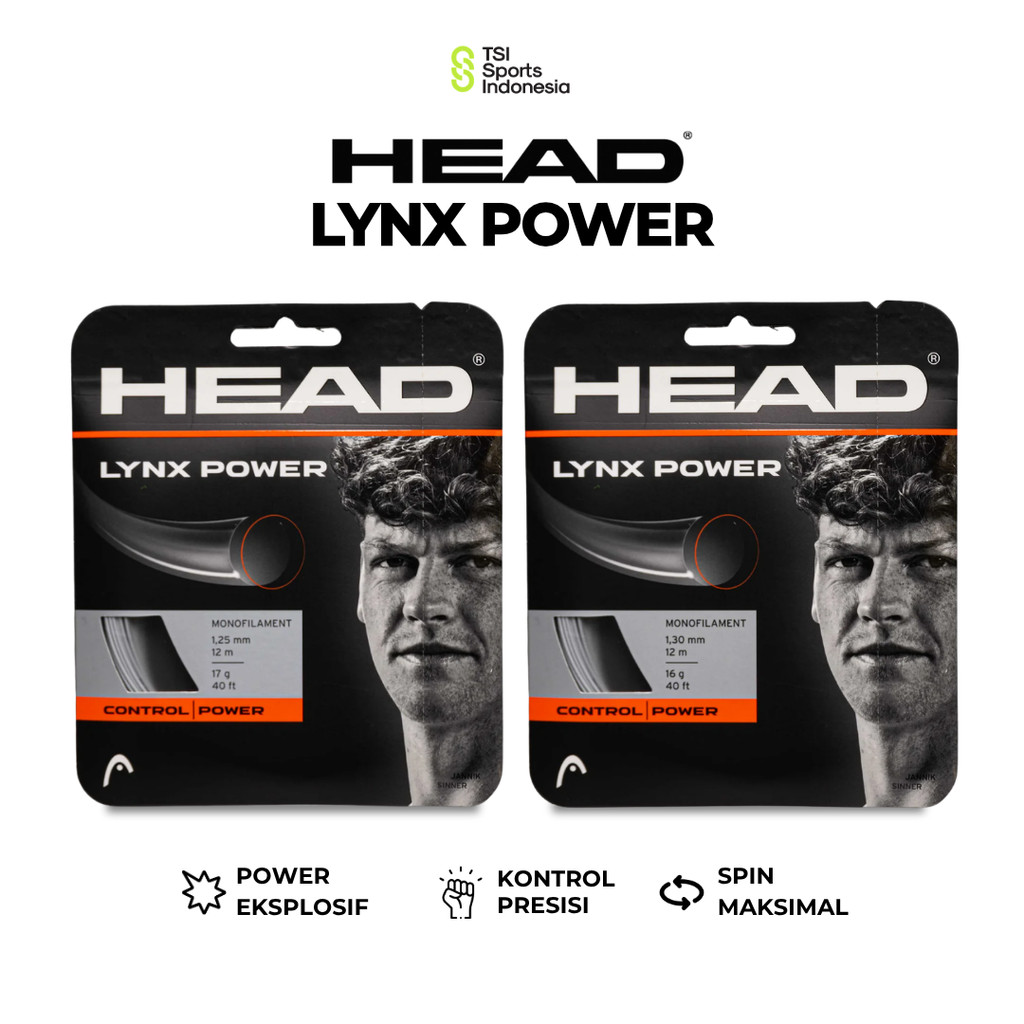 Senar Raket Tenis Head LYNX POWER 16 / 17 Tennis String Original