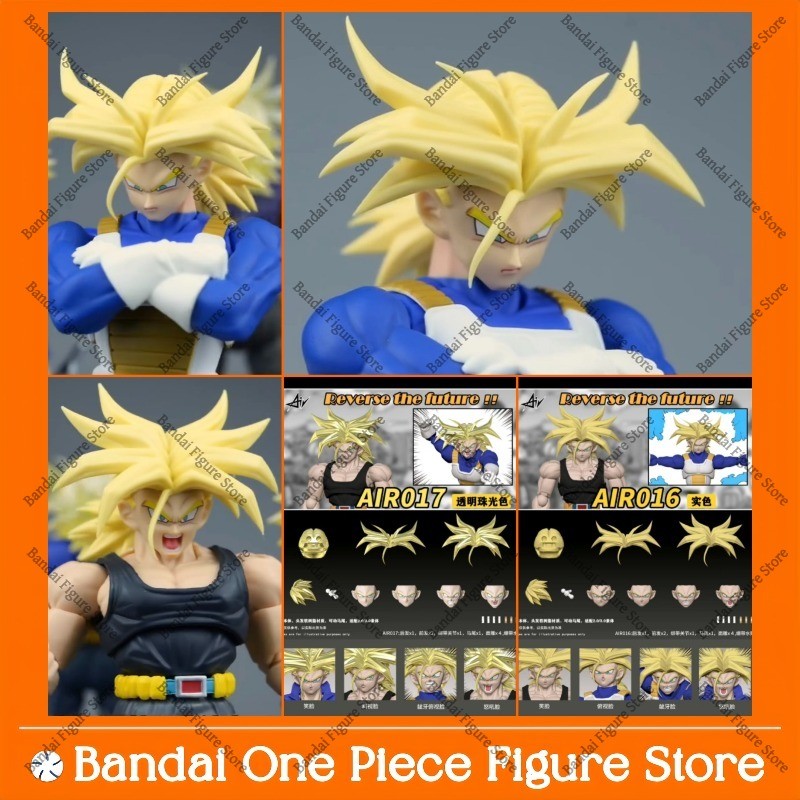 In Stock Air SHF Dragon Ball Super Saiyan Trunks Head Sculpt Set AIR016 AIR017 Replacement Face Hair