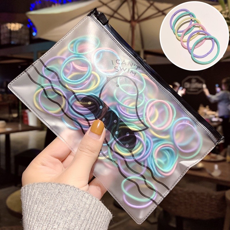 TERBARU KARET IKAT RAMBUT MACARON ISI 100PCS / KARET RAMBUT KOREA / IKAT RAMBUT ANAK / KUNCIRAN RAMB