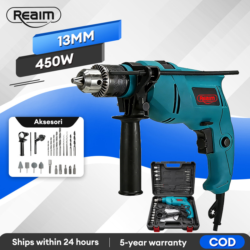 Reaim Bor Listrik 13mm Mesin Bor Bor Impact Bolak Balik Bor Listrik Impact Impact Drill Listrik Elec