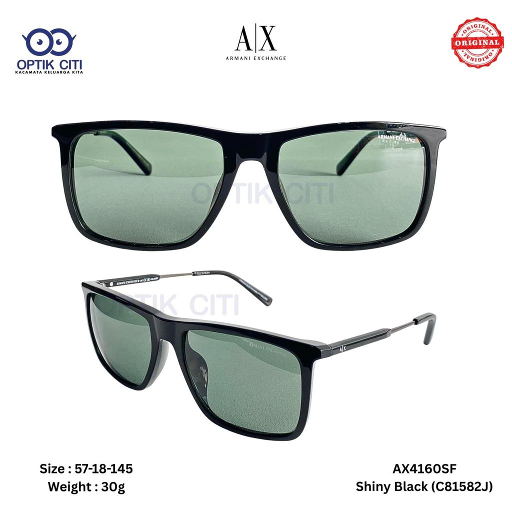 Kacamata Hitam Pria Polarized Sunglass Armani Exchange AX 4160 SF - Shiny Black Original