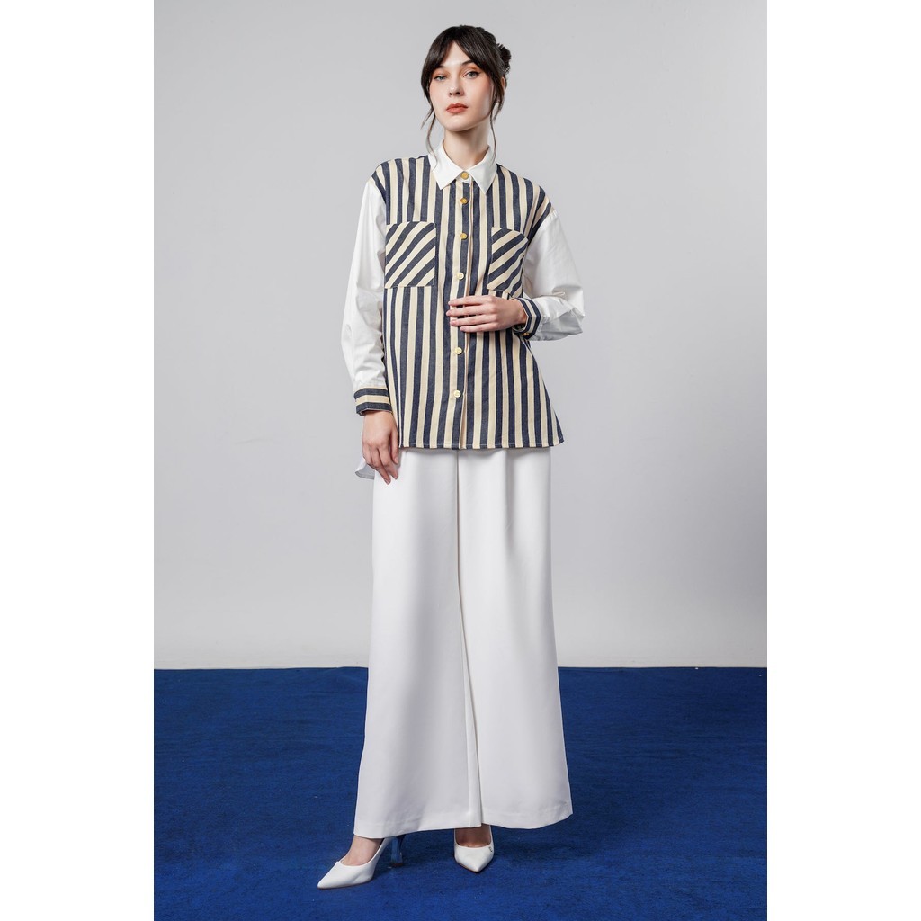Benang Jarum - Jazzlyn Striped Shirt - Cream/Black