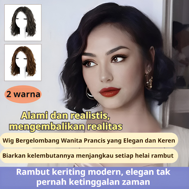 Keriting Alami Tahan Lama  Wig Rambut Palsu Gaya Prancis Elegan Wig Rambut Keriting / Rambut Palsu K