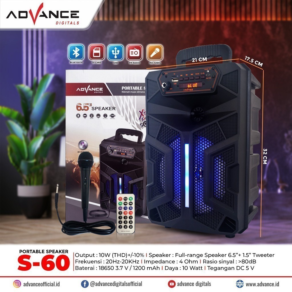 ( GARANSI RESMI ) SPEAKER BLUETOOTH ADVANCE S-60