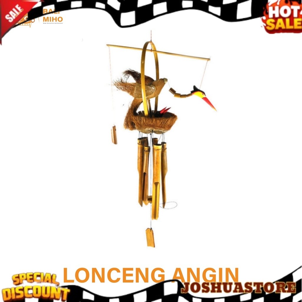 Lonceng Angin Bambu Motif Burung - Genta Angin Bambu - Gantungan Bambu - Lonceng Bambu - Lonceng bur