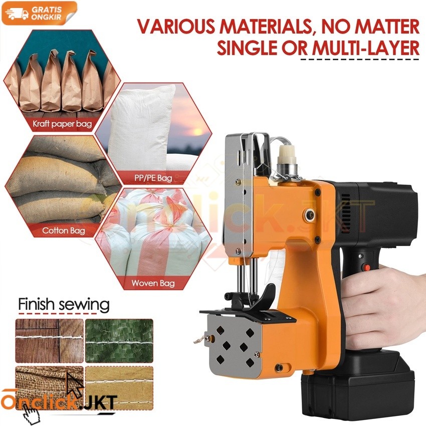 Mesin Jahit Karung Portable Alat Penutup Karung Beras Plastik Goni Semen Elektrik 210 Watt Praktis