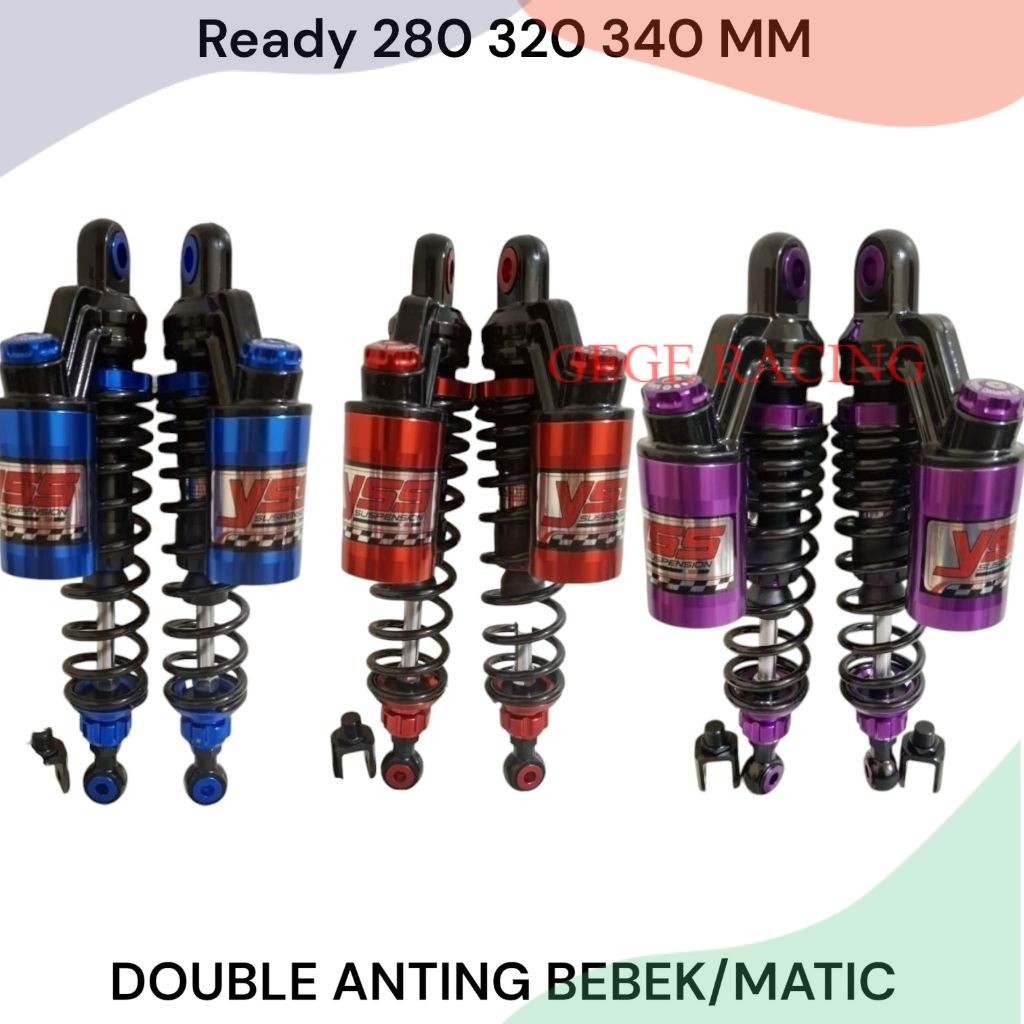 GR- SHOCKBREAKER COPY YSS MODEL EXTREME DOUBLE TABUNG ATAS UK 280MM -320MM -340MM FOR MOTOR MATIC & 