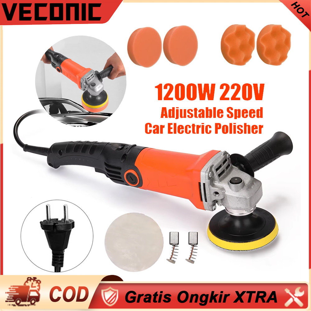 Mesin Poles Mobil 1200W 220V Kecepatan Disesuaikan | Alat Waxing Polisher Perawatan Mobil Otomotif