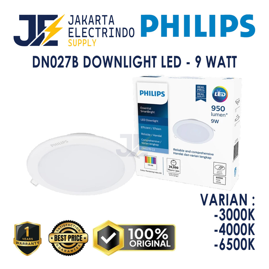 Philips DN027B G3 Lampu Downlight Inbow 9W LED9 Bulat D125 - 9 W 9 Watt 9Watt