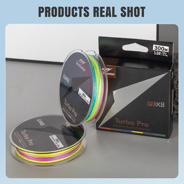 Promo [OFFICIAL] SeaHunter Turbo Pro PE X8 300M Berwarna warni Senar Pancing – Kekuatan Tarik 7.8kg–