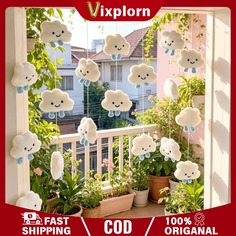 Vixplorn Ornamen Gorden Pintu Tirai Awan Imut Tanpa Lubang Tanpa Bor Dekorasi Dinding Bergaya INS Hi