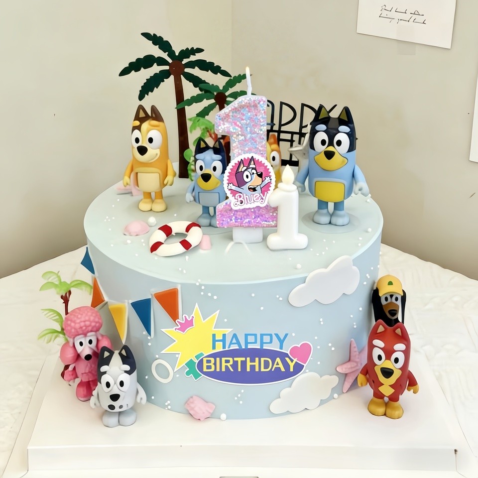 Kawaii Bluey gital Dog Puppy Candle Number 0-9 Kid Birthday Cake Decoration Supplies Cartoon Anime P